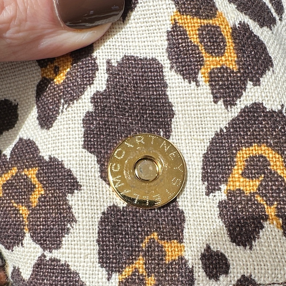 Stella McCartney - Brown Yellow Leopard Print on Cream Canvas Bag & Gold Chain - Picture 7 of 17
